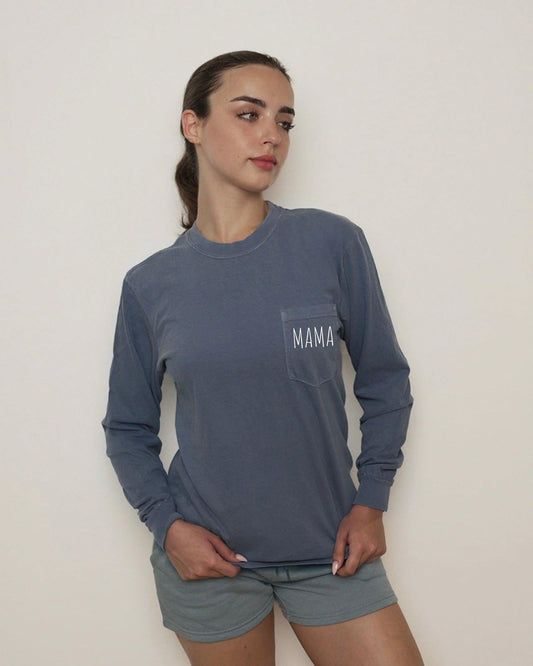 Comfort Colors Cute Mama Pocket Long Sleeve Shirt