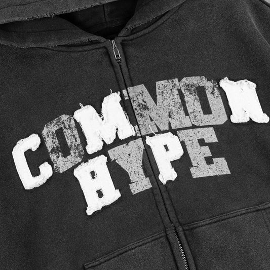 Common Hype Varsity Zip Up Hoodie Black