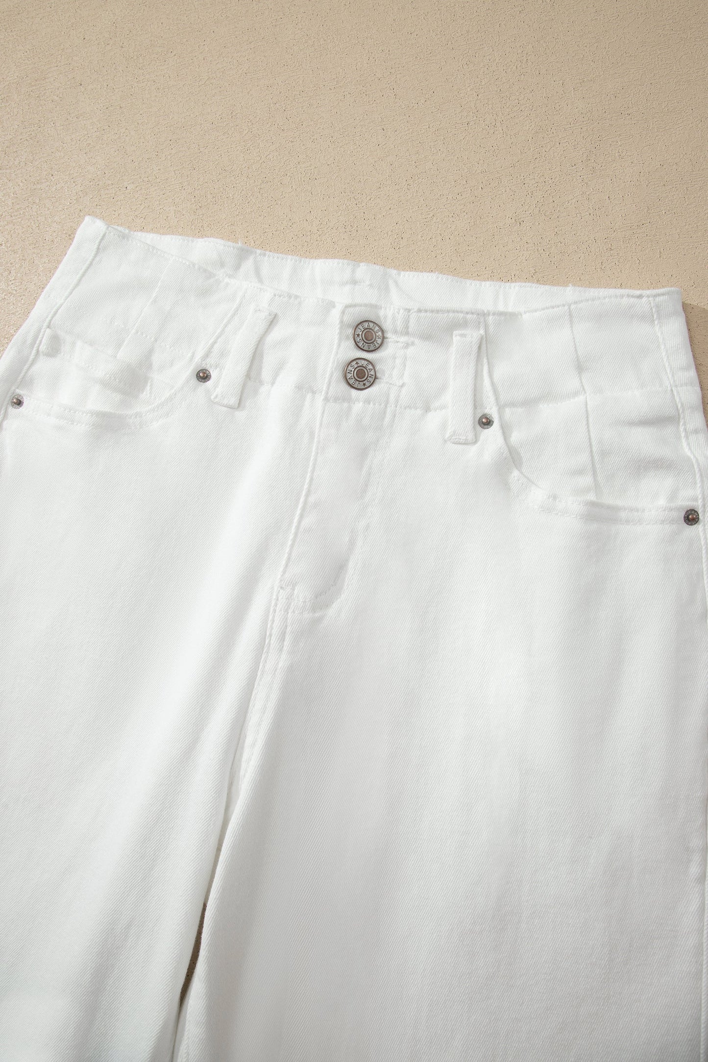 Denim 2-Button High Waist Wide Leg Jeans