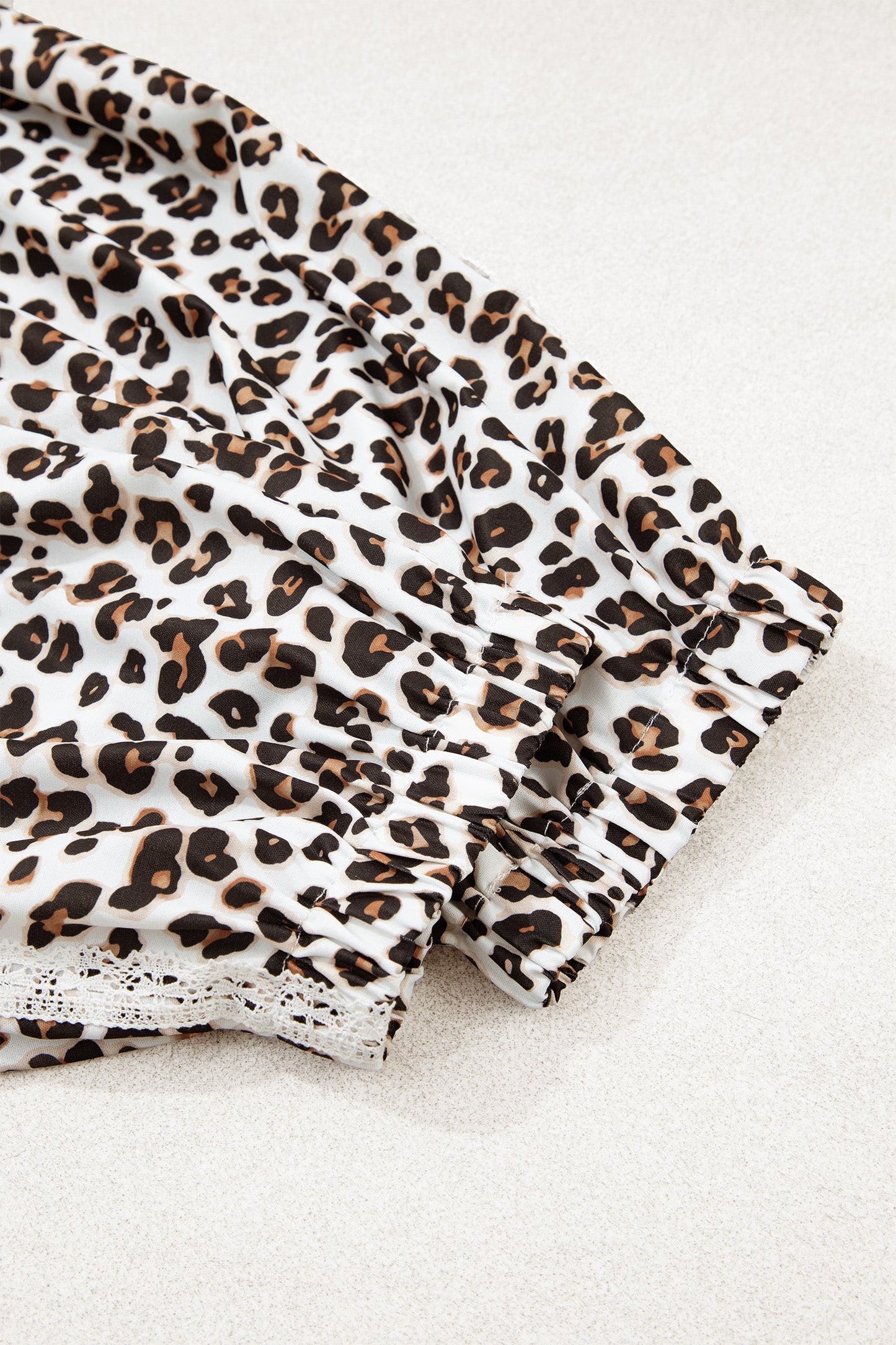 Leopard Lace Side Stripe Elastic Waist Jogger Pants