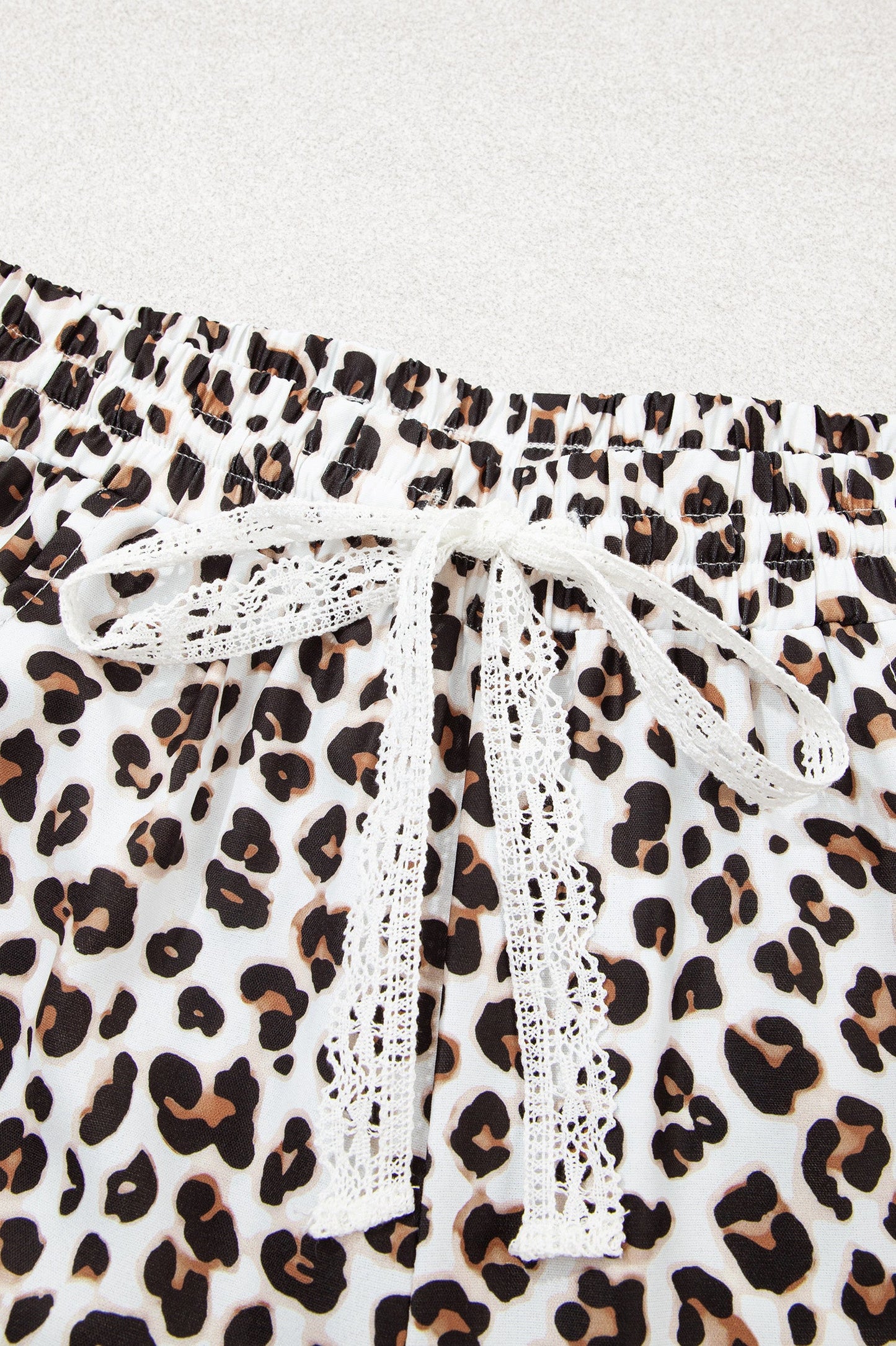 Leopard Lace Side Stripe Elastic Waist Jogger Pants