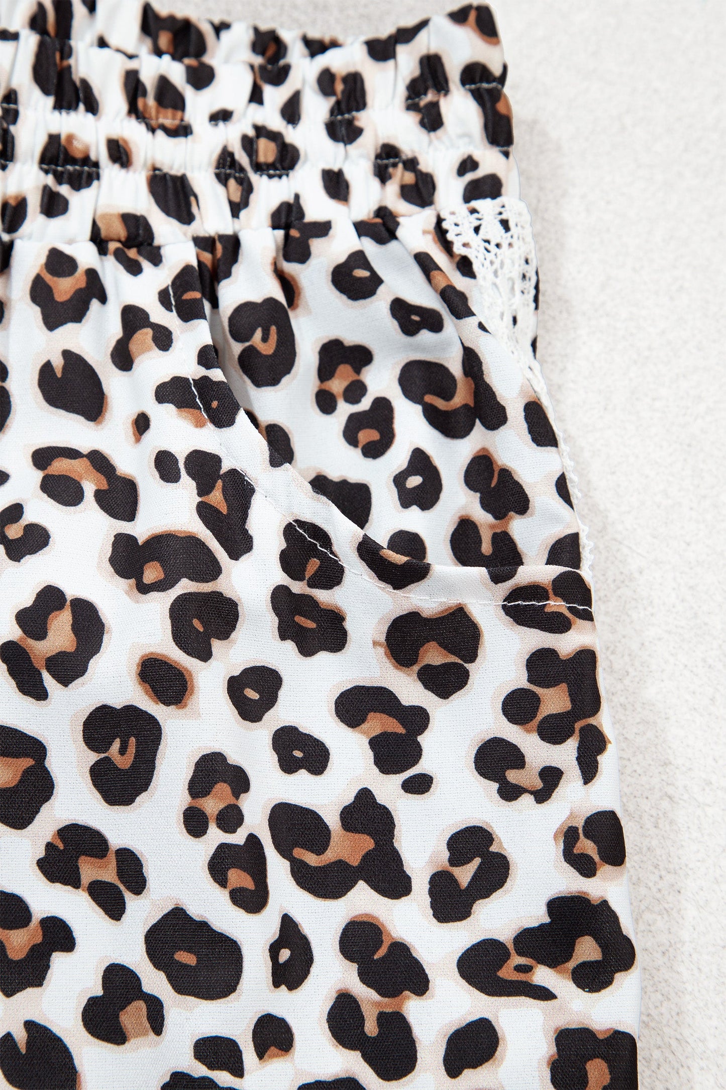 Leopard Lace Side Stripe Elastic Waist Jogger Pants