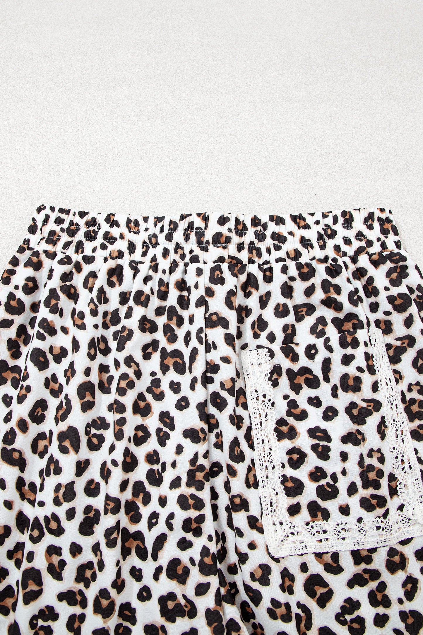 Leopard Lace Side Stripe Elastic Waist Jogger Pants