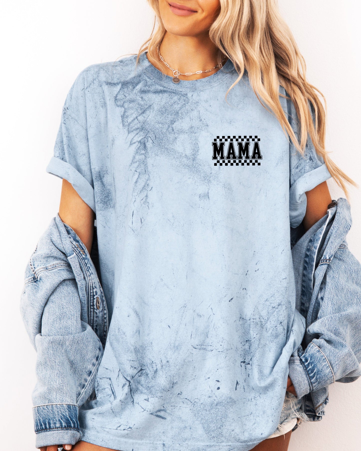 RetroPlaid MamaCheckered Front & Back Comfort Colors T Shirt