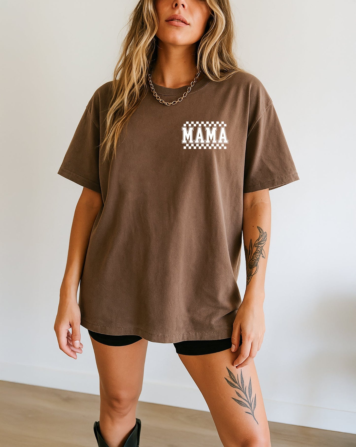 RetroPlaid MamaCheckered Front & Back Comfort Colors T Shirt