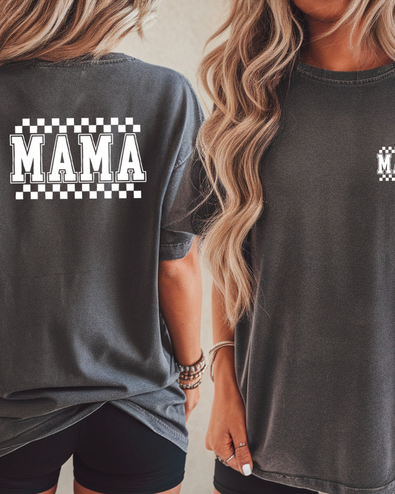 RetroPlaid MamaCheckered Front & Back Comfort Colors T Shirt