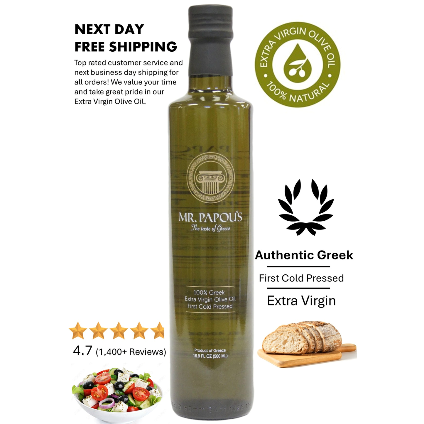 Mr. Papou's 500 ml Bottle Authentic Extra Virgin Olive Oil