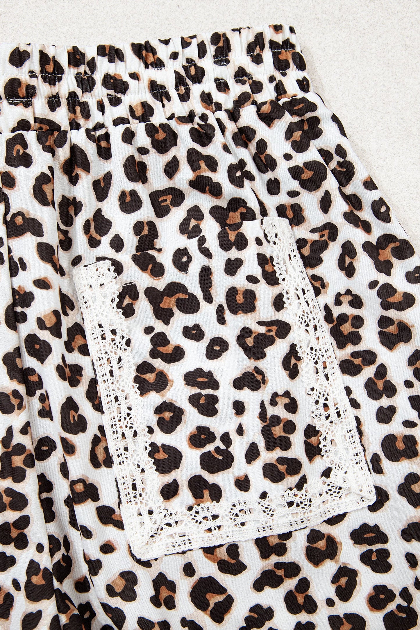 Leopard Lace Side Stripe Elastic Waist Jogger Pants