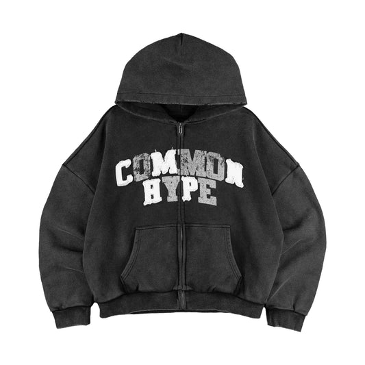 Common Hype Varsity Zip Up Hoodie Black