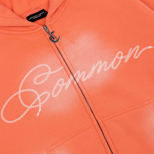 Common Hype Cropped Fleece Zip Up Hoodie Salmon